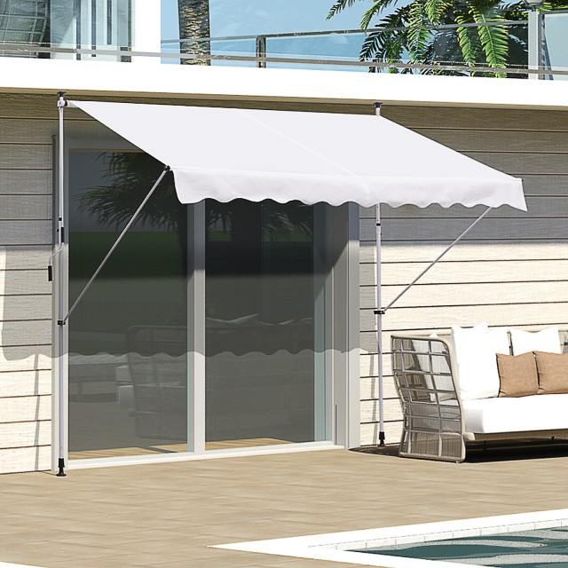 Outsunny Τέντα τοίχου με πόντους στήριξης Λευκό 300x150cm 840-183WT