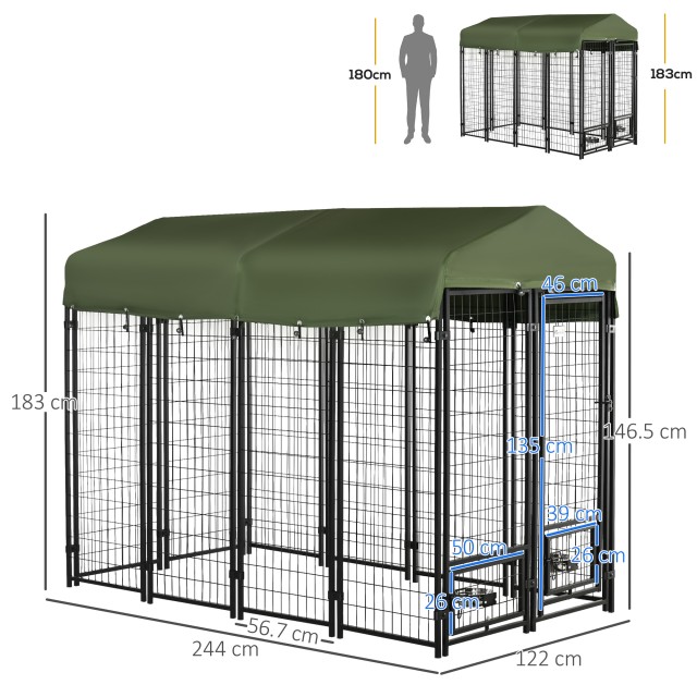 PawHut Steel Dog Kennel για εσωτερική και εξωτερική χρήση με υφασμά...