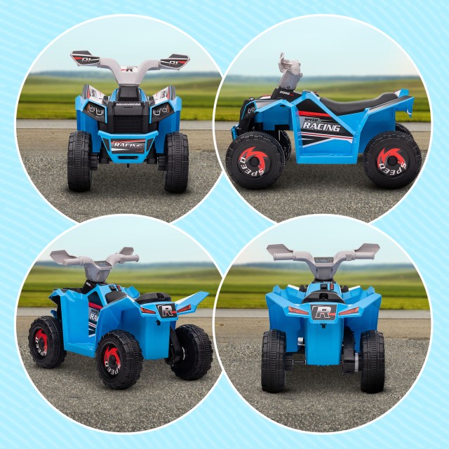 HOMCOM Quad για παιδιά 18-36 μηνών σε PP και Metal, μέγιστη ταχύτητα 2,5 km/h, 70x41,5x48,5 cm, μπλε γκρι και μαύρο 370-278V90BU