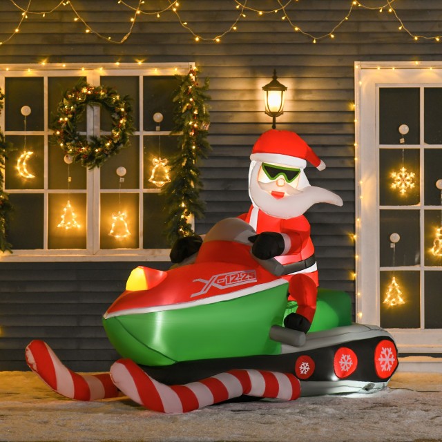 Φουσκωτός Άγιος Βασίλης σε Snowmobile με Ενσωματωμένα Φώτα LED HOMCOM 844-376V90