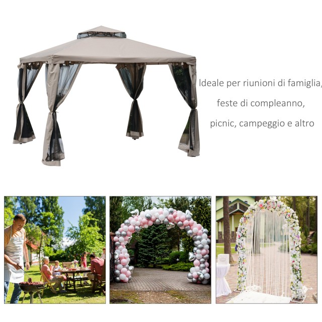 Outsunny Garden Gazebo με κουνουπιέρα από μέταλλο και πολυεστέρα 29...