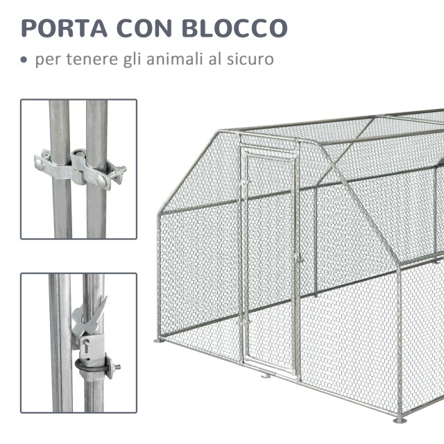 Μεταλλική πόρτα Pawhut Cage Chicken Run με κλειδαριά και κάλυμμα Oxford D51-117
