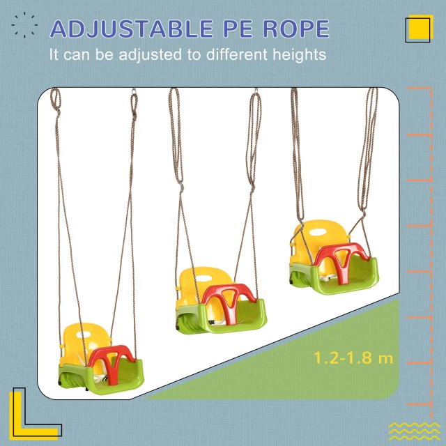 Outsunny 9-36 Μηνών PP και PE Baby Swing με ρυθμιζόμενο σχοινί και ζώνη, 42x33x120-180cm 344-056V00GN