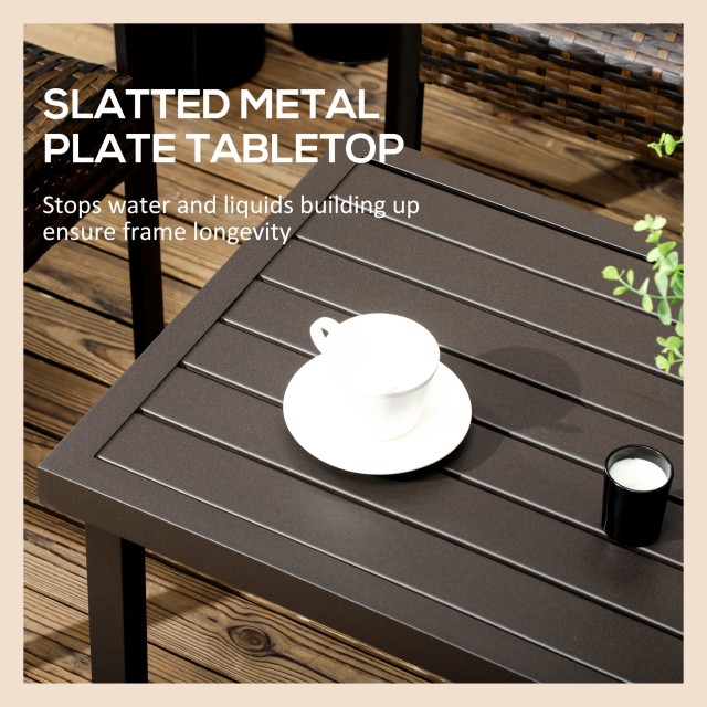 Τραπεζάκι σαλονιού Outsunny Steel με Ρυθμιζόμενα Πόδια και Στεφανή Επιφάνεια, 91x51x46 cm, Καφέ 84G-033V00BK