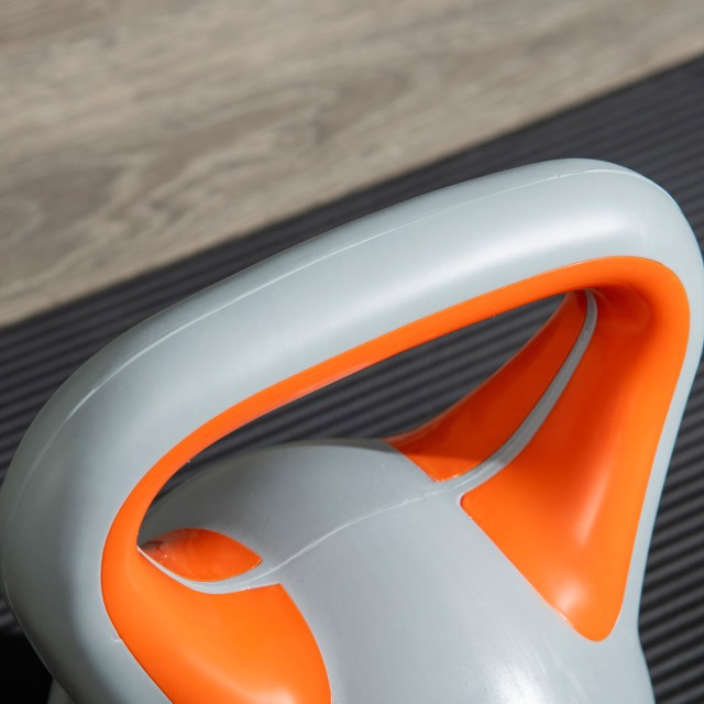 SPORTNOW Kettlebell 8kg σε PU και Sand με επίπεδη βάση και λαβή για Deadlifts, Squats και Lifts, 20x14x24 cm, Πορτοκαλί A91-255V03OG