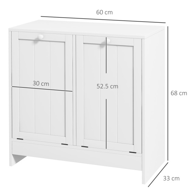 kleankin Ντουλάπι πλυντηρίου με 2 Ξύλινες θήκες, 66x33x68cm, Λευκό ...
