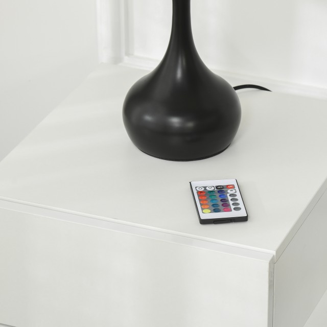 HOMCOM Μοντέρνο κομοδίνο με 16 φώτα RGB LED, τηλεχειριστήριο και δύ...