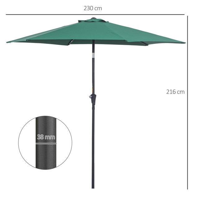 Outsunny Tilting Garden Beach Ομπρέλα Αλουμινίου και Πολυεστέρα Φ2,7×2,35m Σκούρο Πράσινο 84D-032GN