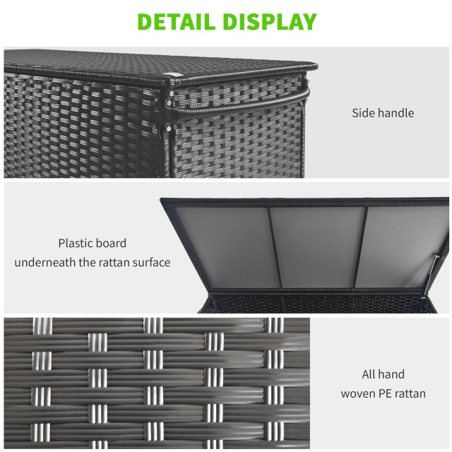 Outsunny PE Rattan Garden Storage Box με ρόδες και πλαϊνή λαβή, 121...