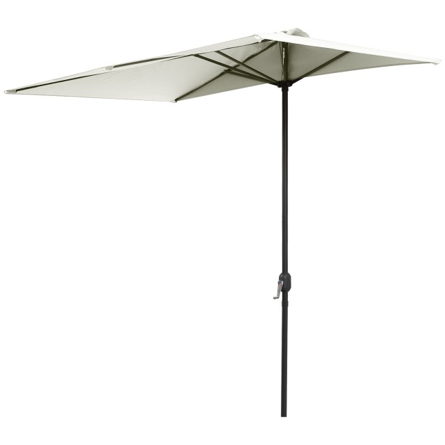 Outsunny Space-Saving Mezzaluna Wall Ombrella με άνοιγμα μανιβέλας, μπεζ 84D-074BG