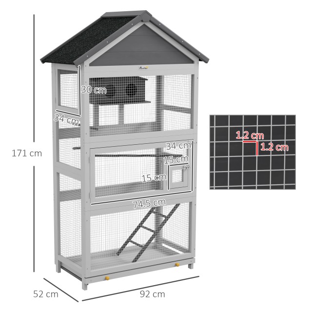 PawHut 3-Door Bird Aviary με σπίτι και δίσκο, σε ξύλο και μέταλλο, ...