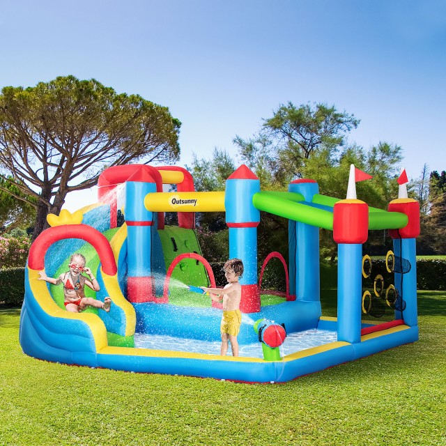 Outsunny Bouncy Castle για παιδιά με τσουλήθρα, τραμπολίνο και πισίνα, 390x300x197 cm 342-040V90