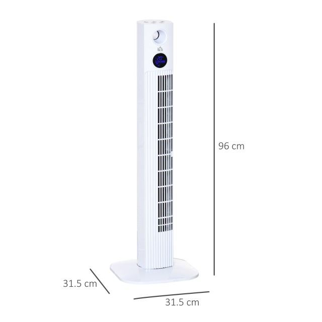 Ανεμιστήρας Tower 45W με 3 λειτουργίες και 3 ταχύτητες με χρονοδιακόπτη 12 ωρών και διαχύτη, 31,5x31,5x96 cm, Λευκό 824-050V90WT