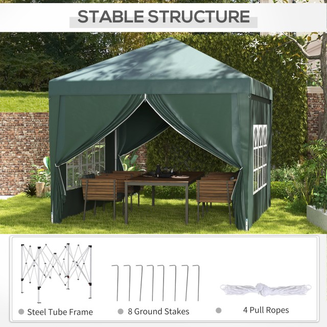 Outsunny Gazebo 3x3 m Waterproof Steel Garden με υφασμάτινο κάλυμμα Oxford, πράσινο 84C-430V00GN