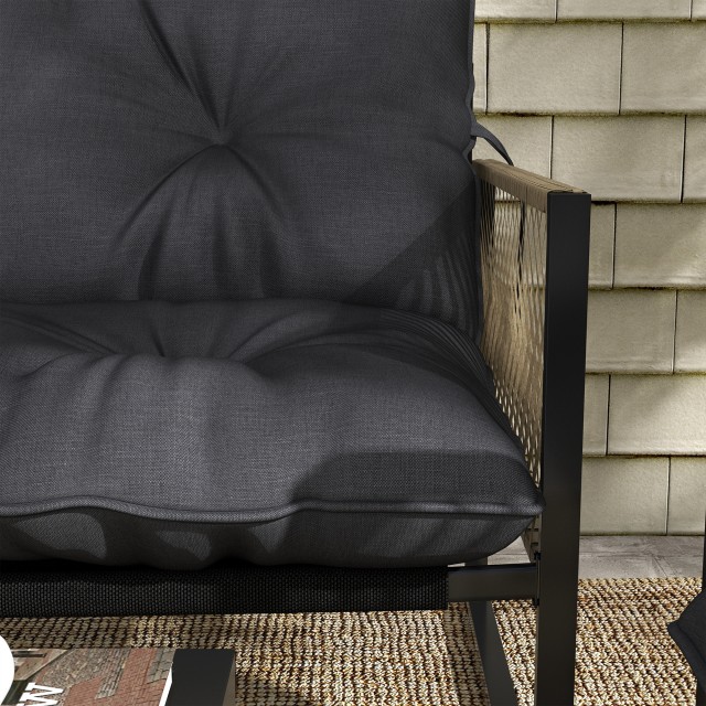 Outsunny Σετ κήπου Rattan 4 τεμαχίων με καναπέ, 2 καρέκλες και τραπεζάκι σαλονιού, γκρι και καφέ 860-326V01CG