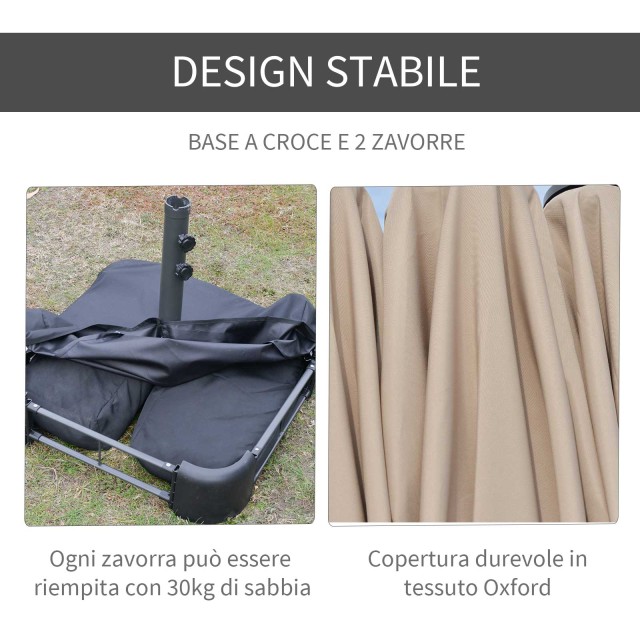 Outsunny Διπλή Ομπρέλα Κήπου 460x270cm Άνοιγμα μανιβέλας, Σταυρωτή ...