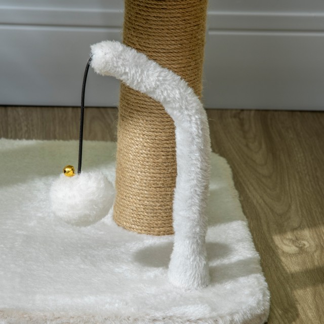 PawHut Tower for Cats max 5kg σε μοριοσανίδα με ξύσιμο στύλο και μπάλες παιχνιδιού, 48x38x42 cm, κίτρινο και λευκό D30-607V00WT