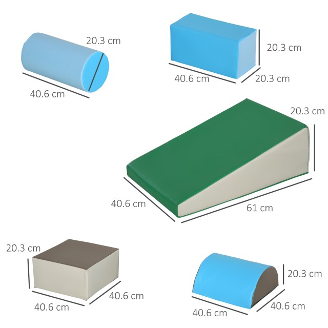 HOMCOM Set 5 Soft Constructions, Εκπαιδευτικό Παιχνίδι για Παιδιά Ηλικίας από 1-3 ετών για το σπίτι και το σχολείο, Πολύχρωμο 3D0-004