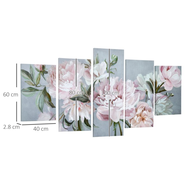 HOMCOM Canvas Prints Flowers, Ξύλο πεύκου για το σπίτι και το γραφείο, 200x100cm, Πολύχρωμο L00-020
