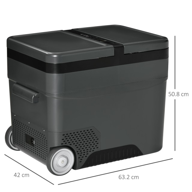 Outsunny Φορητό Ηλεκτρικό Ψυγείο 45L με τηλεσκοπική λαβή και τροχούς, 12 / 24V DC και 110 / 240V AC Μικρό ψυγείο, για αυτοκίνητα και φορτηγά C00-029V91