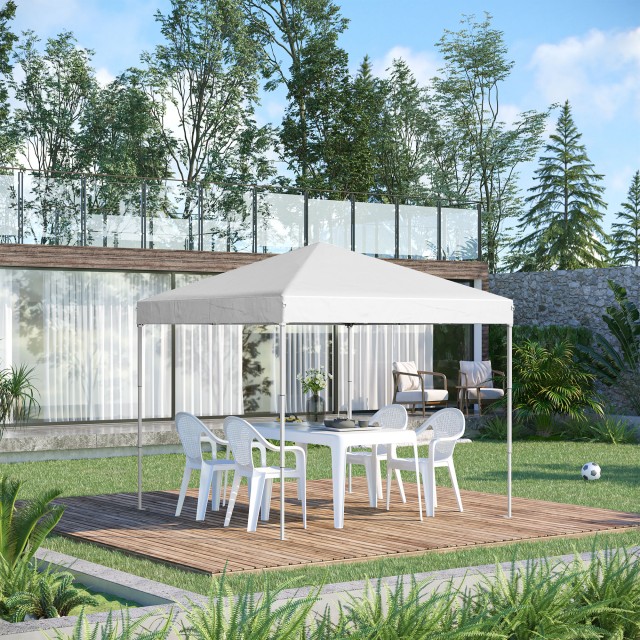 Outsunny Folding Garden Gazebo 2,45 x 2,45 m σε Steel and White Oxford Fabric 84C-119V01WT