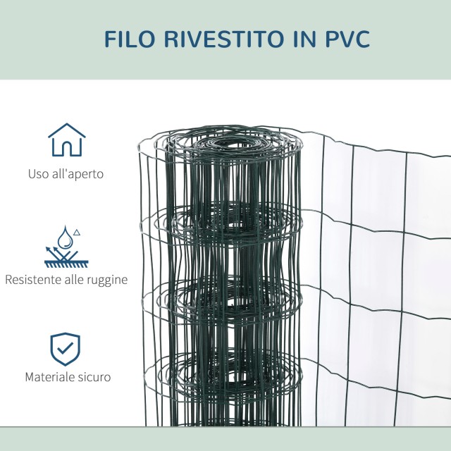 Μεταλλικό δίχτυ περίφραξης PawHut με επίστρωση PVC, ρολό 10x1m, πράσινο D06-135