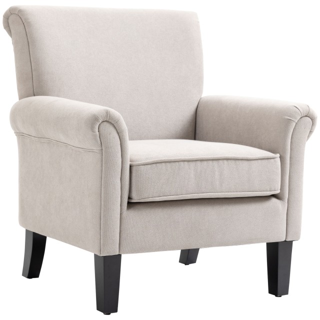 HOMCOM Nordic Style Furnishing Πολυθρόνα με μπράτσα, σε ξύλο και πολυεστέρα, 79x78x87 cm, γκρι και καφέ 839-456V00GY