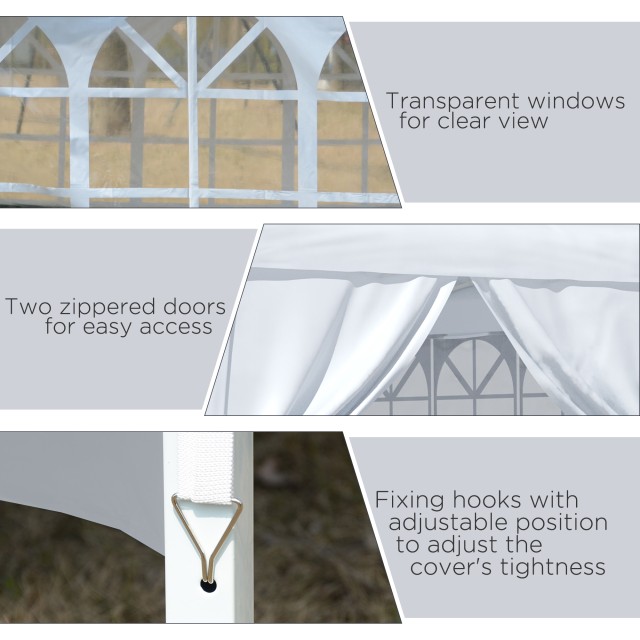 Outsunny Gazebo 3x3 m Αναδιπλούμενο και αδιάβροχο με πλαϊνά πάνελ, από ύφασμα χάλυβα και Oxford, λευκό 84C-430V00WT