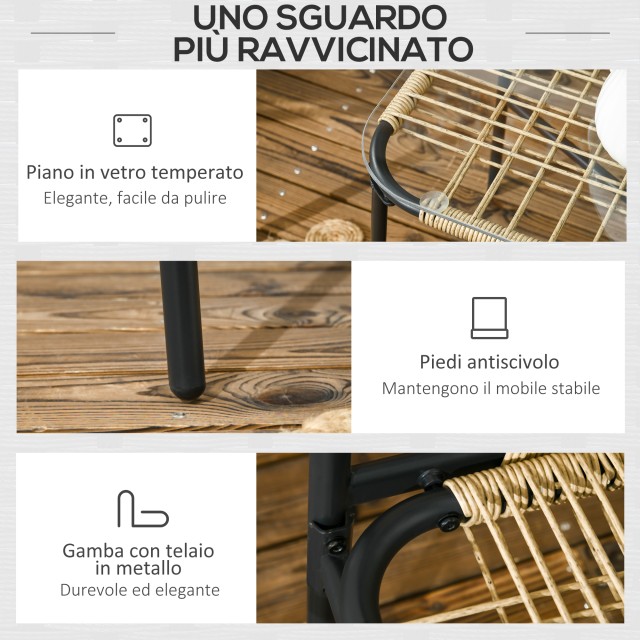 Outsunny Garden Lounge σε PE Rattan με καναπέ και 2 πολυθρόνες με μαξιλάρια, γυάλινο τραπεζάκι σαλονιού, κίτρινο 860-286V02YL