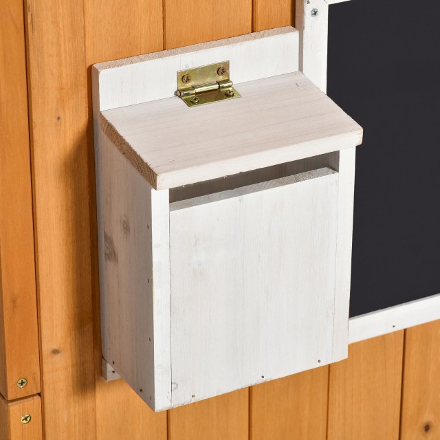Outsunny Outdoor Ξύλινο Playhouse με Πόρτα, Παράθυρα, Πάγκος, Γλάστρα φυτών 122x108x135,5cm Κίτρινο 345-022