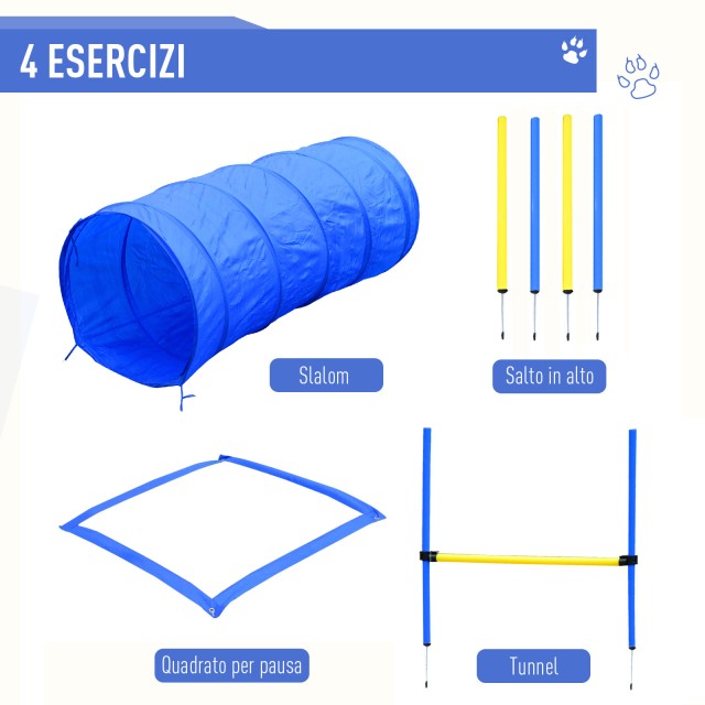 PawHut Set Agility Dog for Dog Training με Σλάλομ, Τούνελ και Εμπόδια D07-003