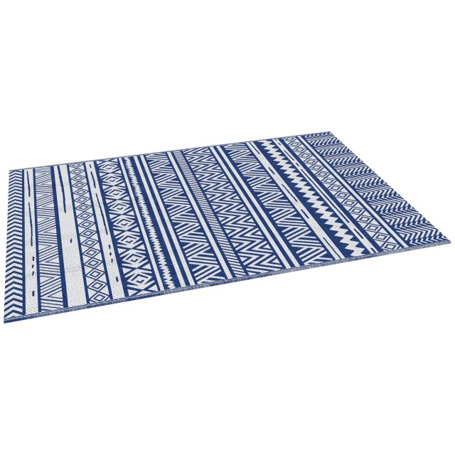 Χαλί Outsunny Outdoor 182x274 cm Πτυσσόμενο και αναστρέψιμο, σε μπλε και λευκό πολυπροπυλένιο 844-639V00DB