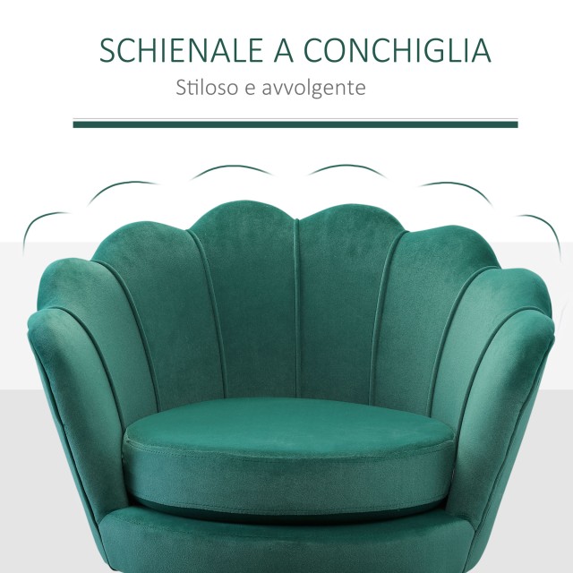 Πολυθρόνα HOMCOM Vintage Design σε πράσινο βελούδο, πολυθρόνα υπνοδ...