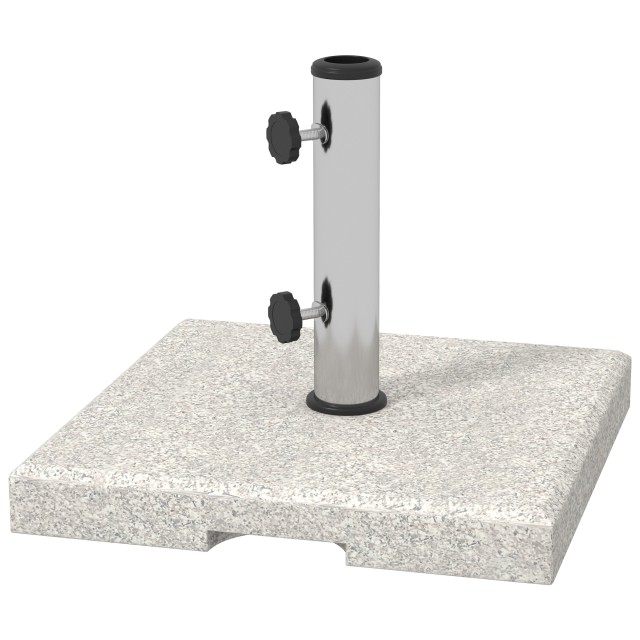 Βάση ομπρέλας Outsunny Garden 25kg για στύλους Ø32mm, Ø38mm και Ø48mm, από γρανίτη και ανοξείδωτο χάλυβα, 38x38x38 cm, γκρι 84D-289V00GY