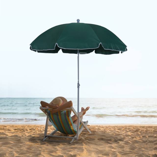 Ομπρέλες κήπου Outsunny, Φορητή Βεράντα Φ220cm με σκούρο πράσινο πολυεστερικό ανακλινόμενο κουβούκλιο 84D-039GN