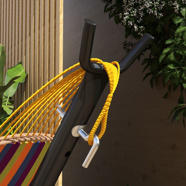 Outsunny Steel βάση αιώρας με ενσωματωμένο τραπέζι και μέγιστο φορτίο 150 kg, Μαύρο 84A-306V00BK