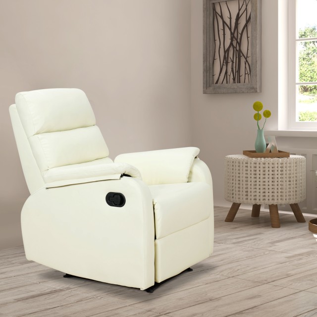 Homcom Manual Ανακλινόμενη Πολυθρόνα Relax σε Δερματίνη, Κρέμα, 75x...