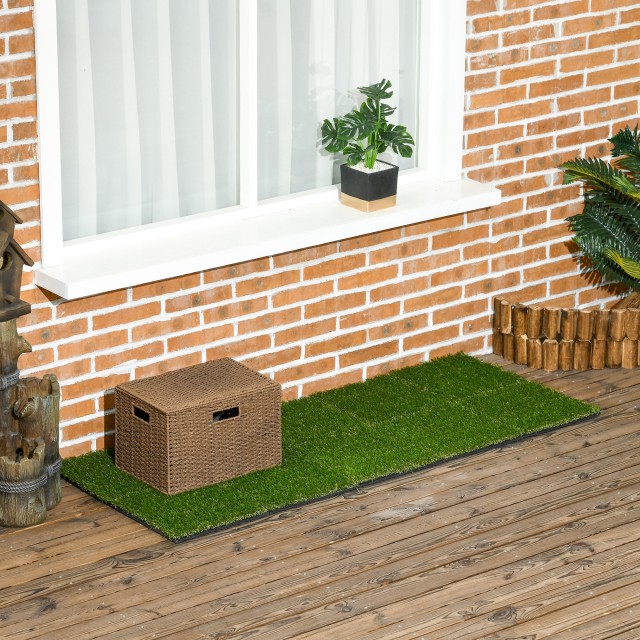 Outsunny Πλακάκια Κήπου με Τεχνητό Χόρτο 30x30cm 10 Τεμάχια, Ρεαλισ...