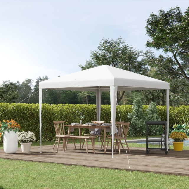 Outsunny Garden Gazebo με ατσάλινο πλαίσιο για εξωτερικούς και εσωτερικούς χώρους, 2,7x2,7m Λευκό 84C-432V00WT