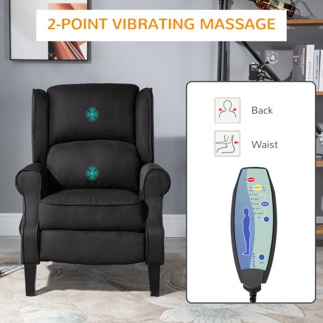 Ανακλινόμενη πολυθρόνα HOMCOM Relax Massage με Τηλεχειριστήριο, 78x83x101cm, Μαύρο 700-028V92BK
