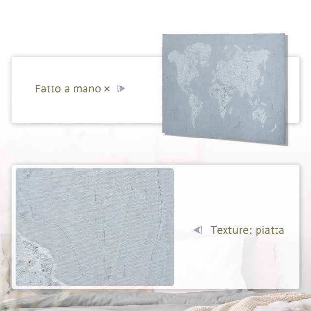Εκτύπωση καμβά ξύλου πεύκου HOMCOM 120x90cm για σπίτι και γραφείο, γκρι και λευκό L00-010