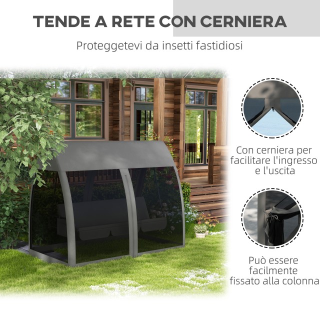 Outsunny Garden Swing 2 σε 1 Μετατρέψιμο σε κρεβάτι με μαξιλάρια και κουνουπιέρα, 240x140x197 cm, γκρι 84A-063V01CG