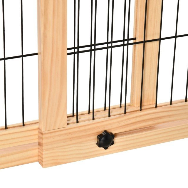 PawHut Extendable Indoor Wooden Dog Gate, 104-183x36x69cm, Χρώμα ξύλου D06-119ND