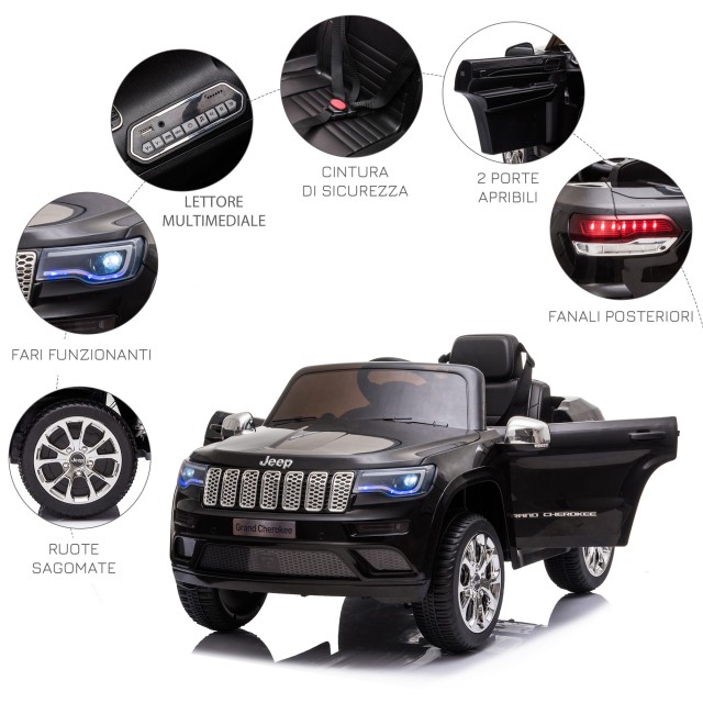 HOMCOM Electric Car Jeep for Kids 12V Manual Driving and with Remote Control - Black 370-190