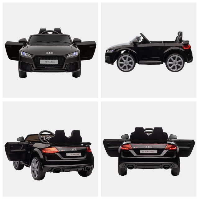 HOMCOM Ηλεκτρικό αυτοκίνητο για παιδιά 3-5 ετών AUDI TT με τηλεχειριστήριο, ανοιγόμενες πόρτες και προβολείς LED, μαύρο 370-079V90BK
