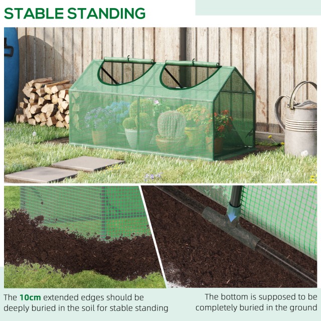 Θερμοκήπιο Outsunny Garden με κάλυμμα PE, Stakes και Extended Edges...