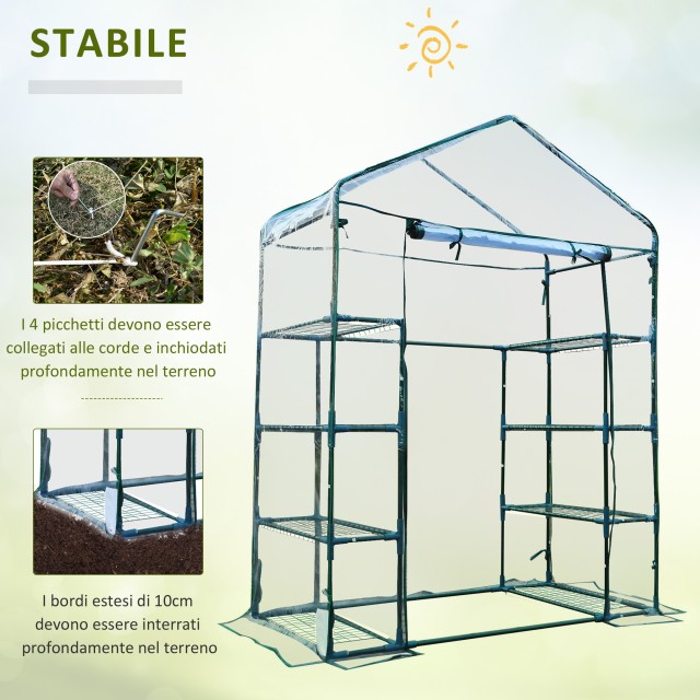 Μεταλλικό Θερμοκήπιο με 8 Ράφια 143 x 73 x 195 cm Outsunny 01-0482