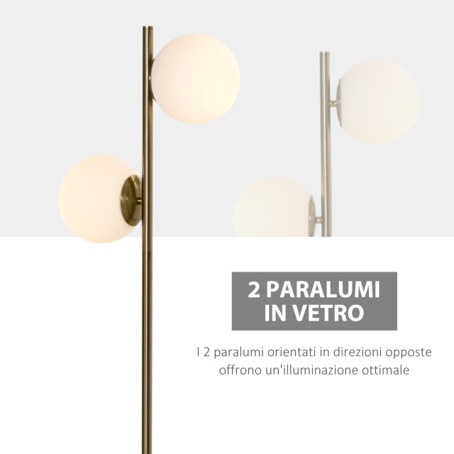 Επιδαπέδιο Μεταλλικό Δίφωτο Φωτιστικό 2 x 40 W HOMCOM B31-311