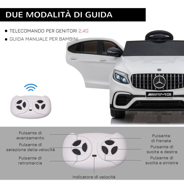 HOMCOM Mercedes Electric Ride-On Toy Car για παιδιά 3-5 ετών με ζώνη ασφαλείας και τηλεχειριστήριο, λευκό 370-074V90WT
