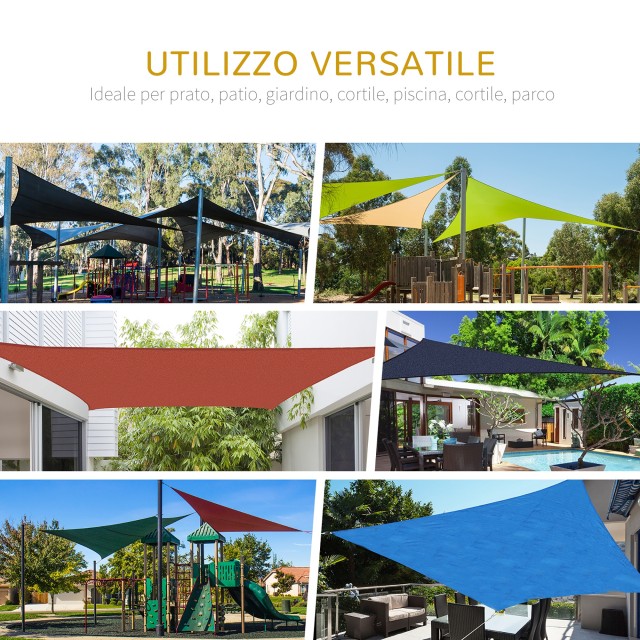 Outsunny Τριγωνική Αντι-UV και αναπνεύσιμη τέντα με γάντζους D, σε HDPE, 5x5x5 m, λευκό και μπλε 840-231